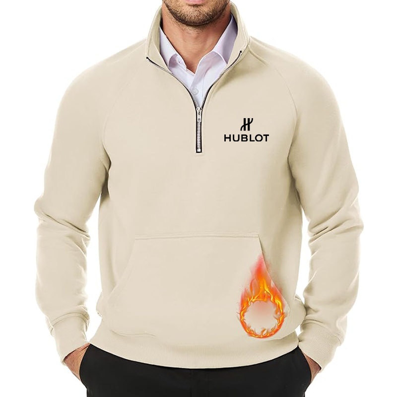 Men's Hublot JMIERR Quarter Zip Pullover Heavy Sweatshirts Warm Fleece Sweatshirt Polo