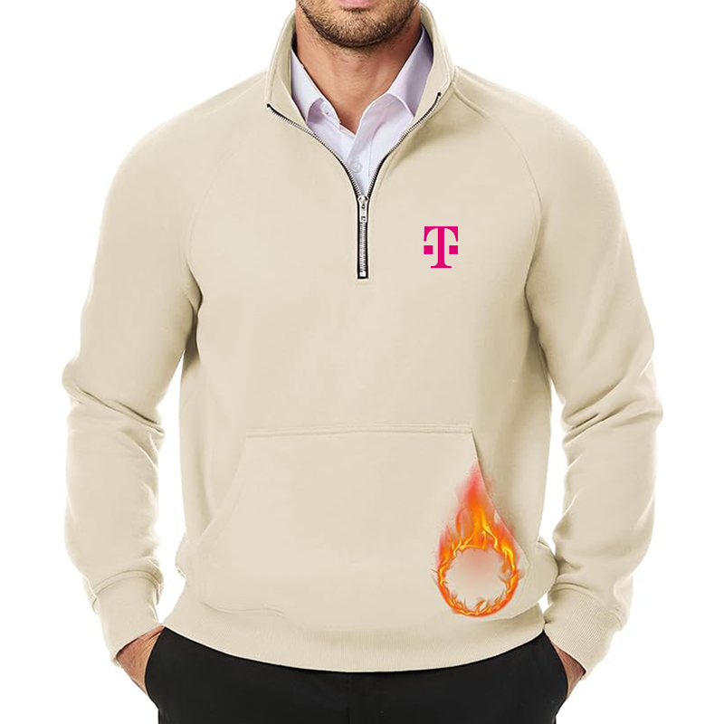 Men's T-Mobile JMIERR Quarter Zip Pullover Heavy Sweatshirts Warm Fleece Sweatshirt Polo
