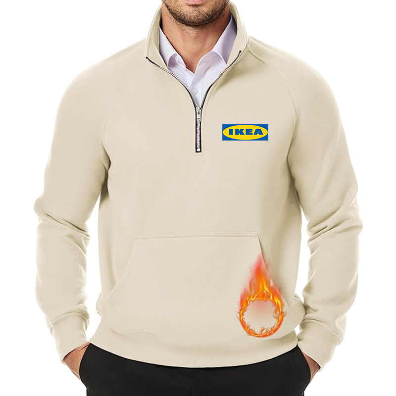 Men's IKEA JMIERR Quarter Zip Pullover Heavy Sweatshirts Warm Fleece Sweatshirt Polo