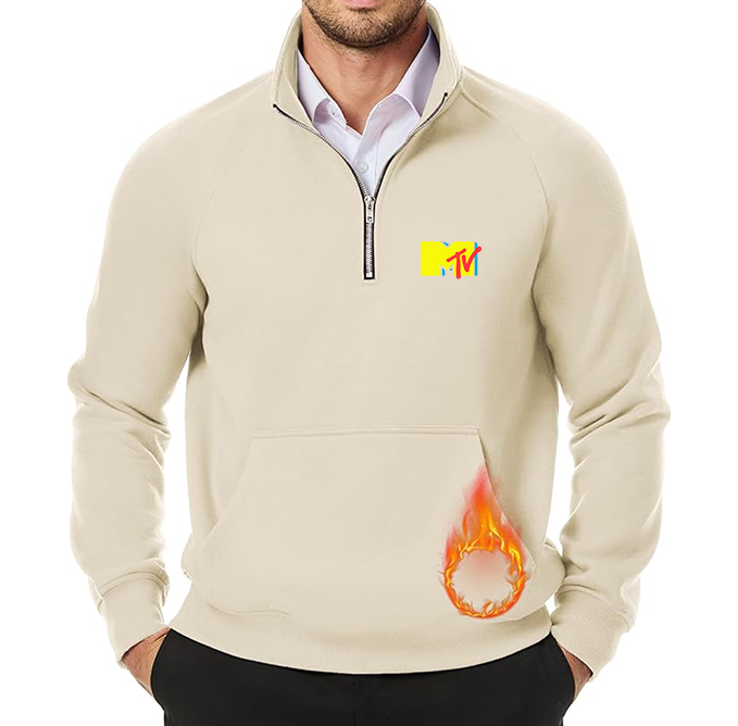 Men's M.T.V JMIERR Quarter Zip Pullover Heavy Sweatshirts Warm Fleece Sweatshirt Polo