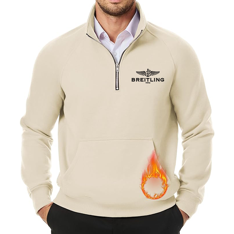 Men's Breitling JMIERR Quarter Zip Pullover Heavy Sweatshirts Warm Fleece Sweatshirt Polo