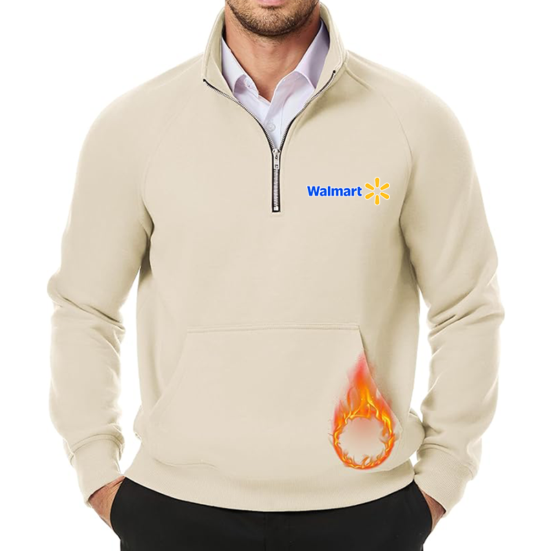Men's Walmart JMIERR Quarter Zip Pullover Heavy Sweatshirts Warm Fleece Sweatshirt Polo