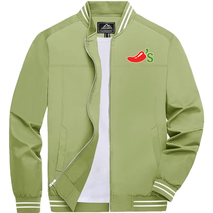 Men's Chilis Lightweight Zip-Up Bomber Jacket with Ribbed Collar and Cuffs Versatile Casual Outerwear