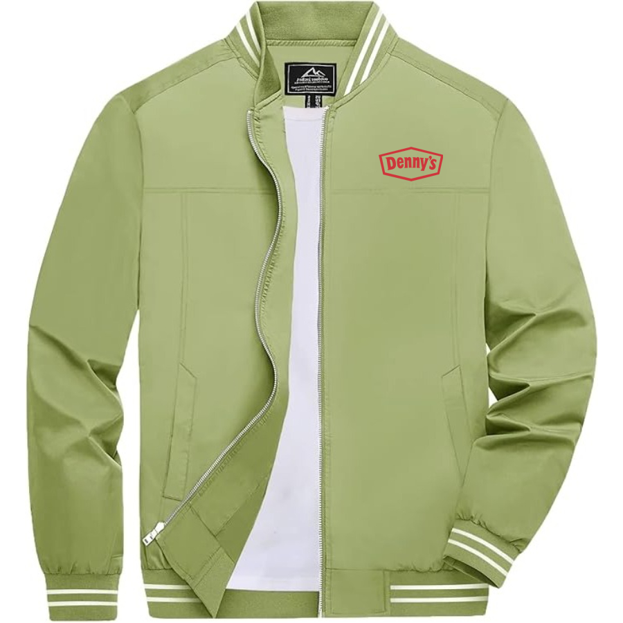 Men's Dennys Lightweight Zip-Up Bomber Jacket with Ribbed Collar and Cuffs Versatile Casual Outerwear