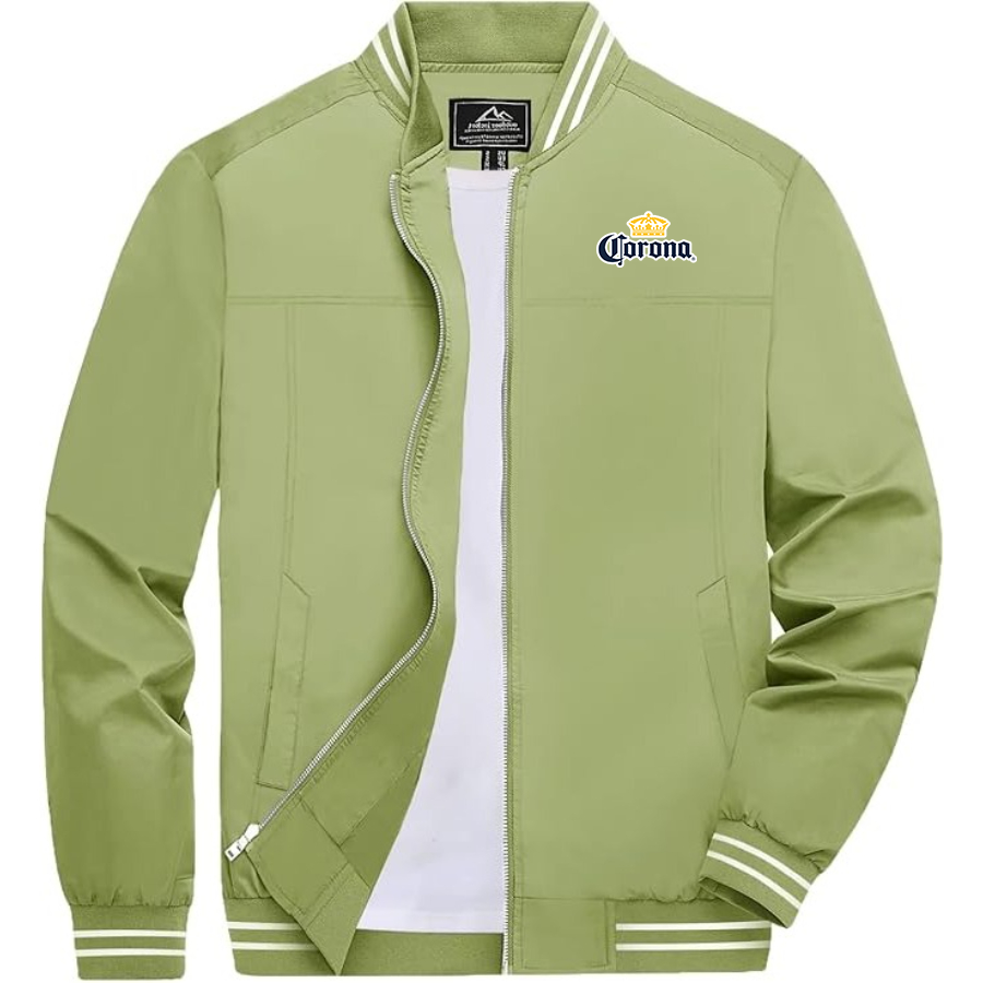 Men's Corona Lightweight Zip-Up Bomber Jacket with Ribbed Collar and Cuffs Versatile Casual Outerwear