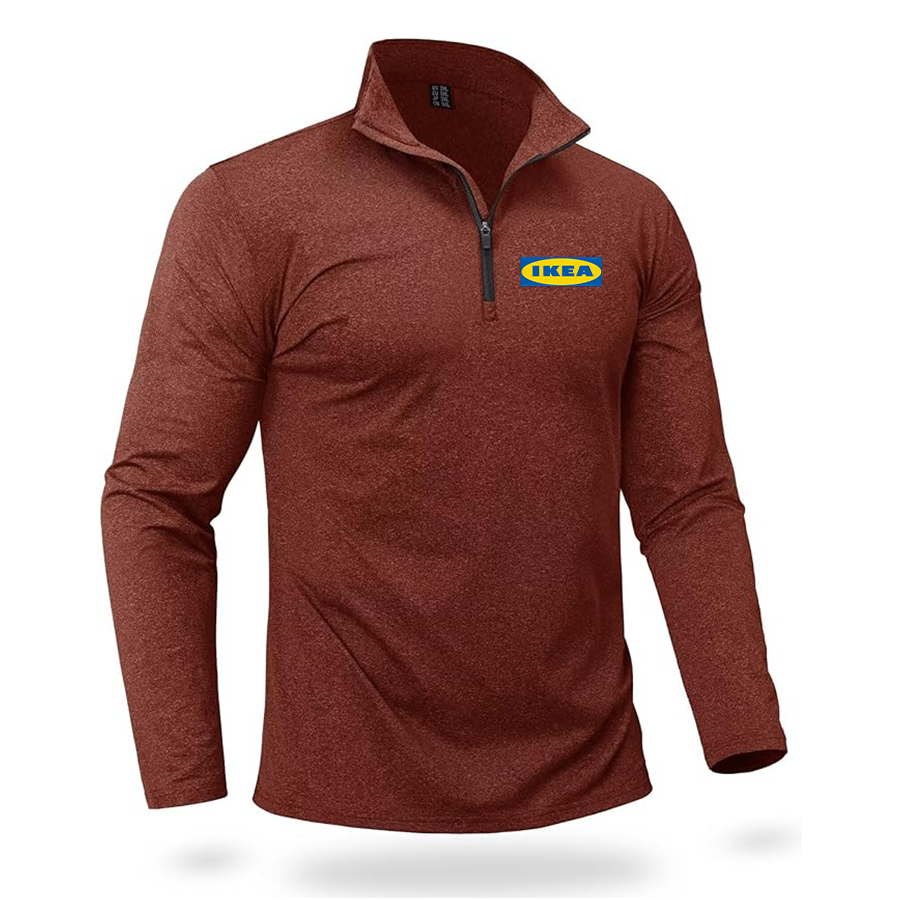 Men's IKEA Quarter Zip Pullover Premium Fleece Lined Heather Long Sleeve Golf Shirts Midweight 1/4 Half Zip Sweatshirts