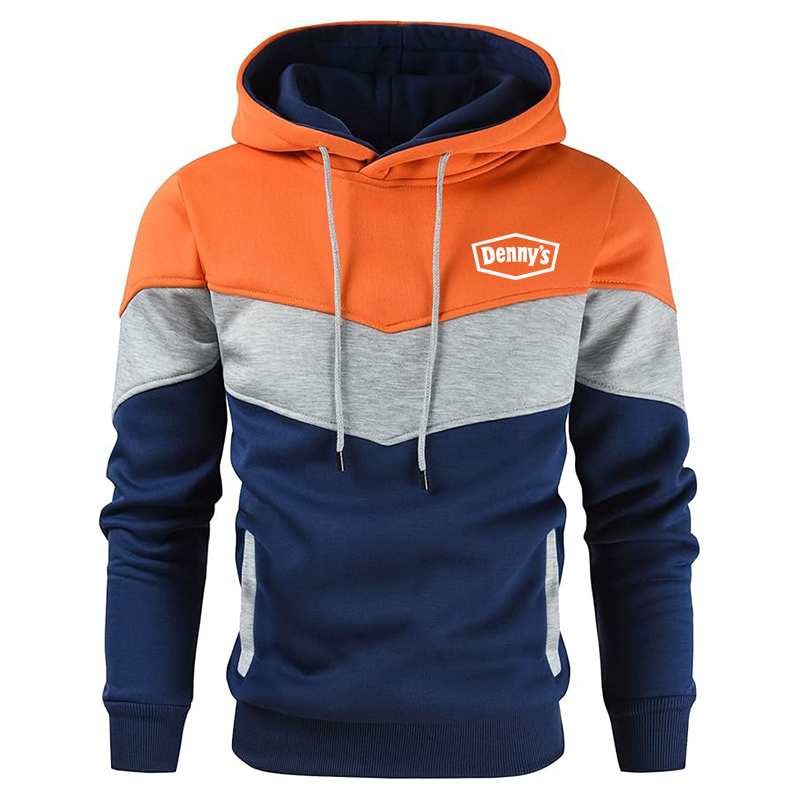 Men's Dennys Gesean Novelty Color Block Pullover Fleece Hoodie Long Sleeve Casual Sweatshirt with Pocket