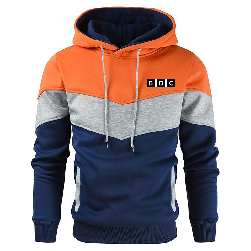 Men's BBC Gesean Novelty Color Block Pullover Fleece Hoodie Long Sleeve Casual Sweatshirt with Pocket