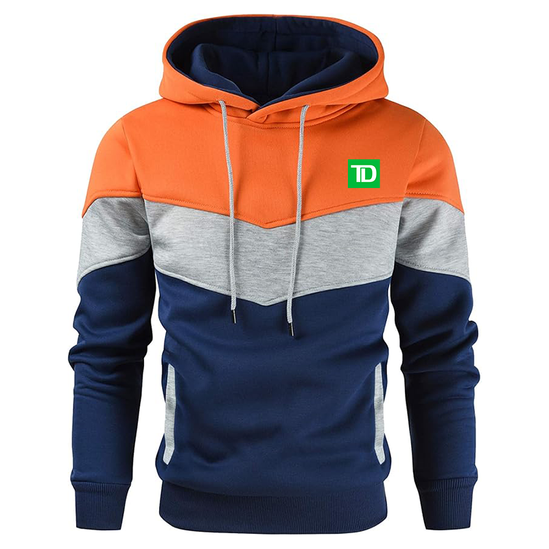 Men's TD Bank Gesean Novelty Color Block Pullover Fleece Hoodie Long Sleeve Casual Sweatshirt with Pocket