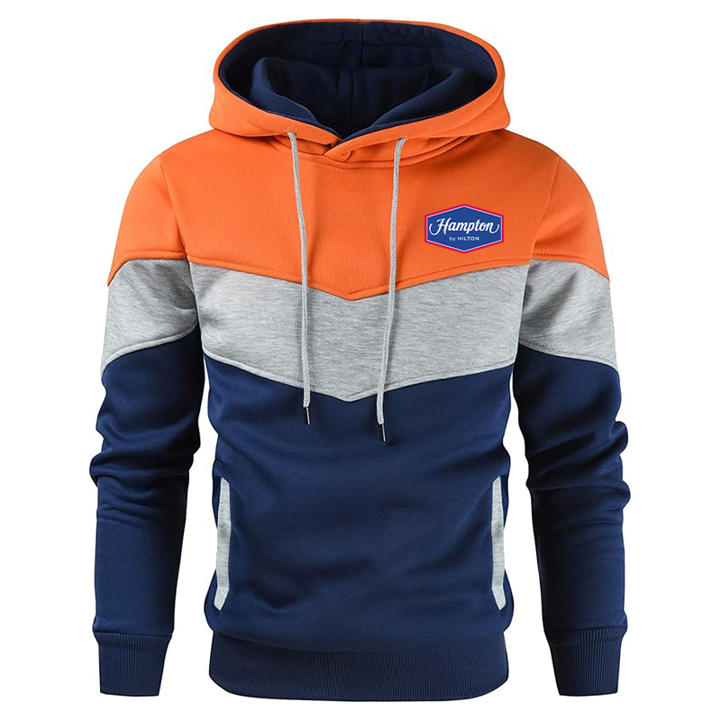 Men's Hampton Gesean Novelty Color Block Pullover Fleece Hoodie Long Sleeve Casual Sweatshirt with Pocket