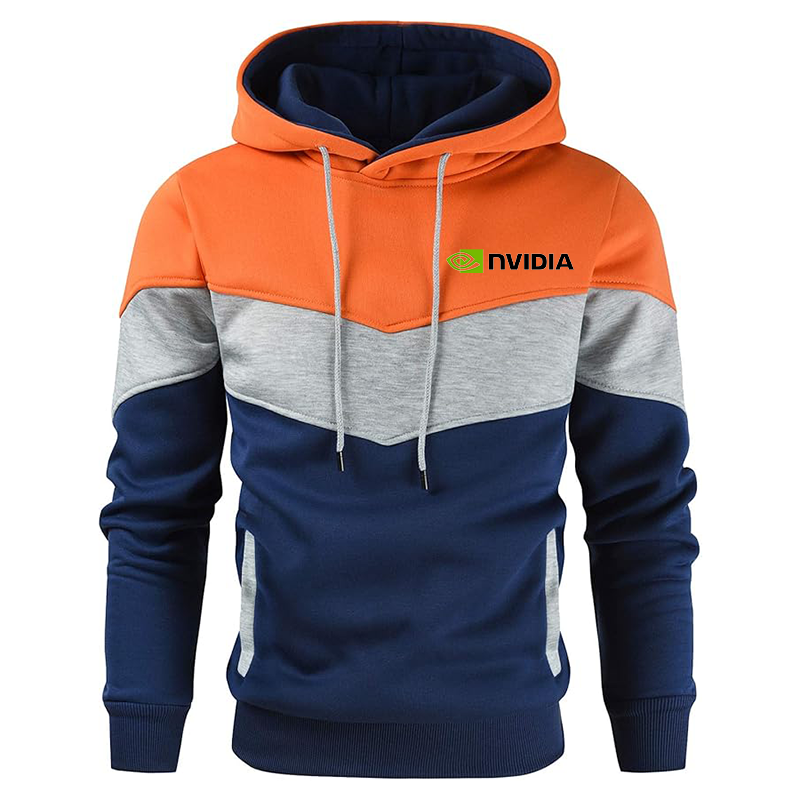Men's NVIDIA Gesean Novelty Color Block Pullover Fleece Hoodie Long Sleeve Casual Sweatshirt with Pocket