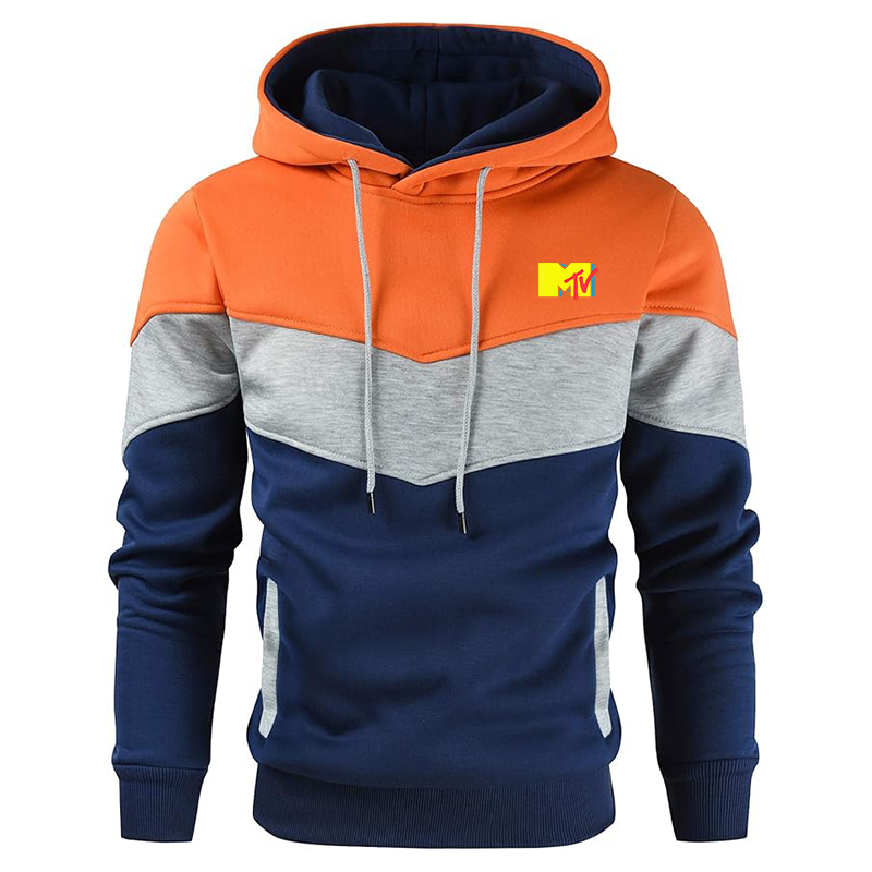 Men's M.T.V Gesean Novelty Color Block Pullover Fleece Hoodie Long Sleeve Casual Sweatshirt with Pocket
