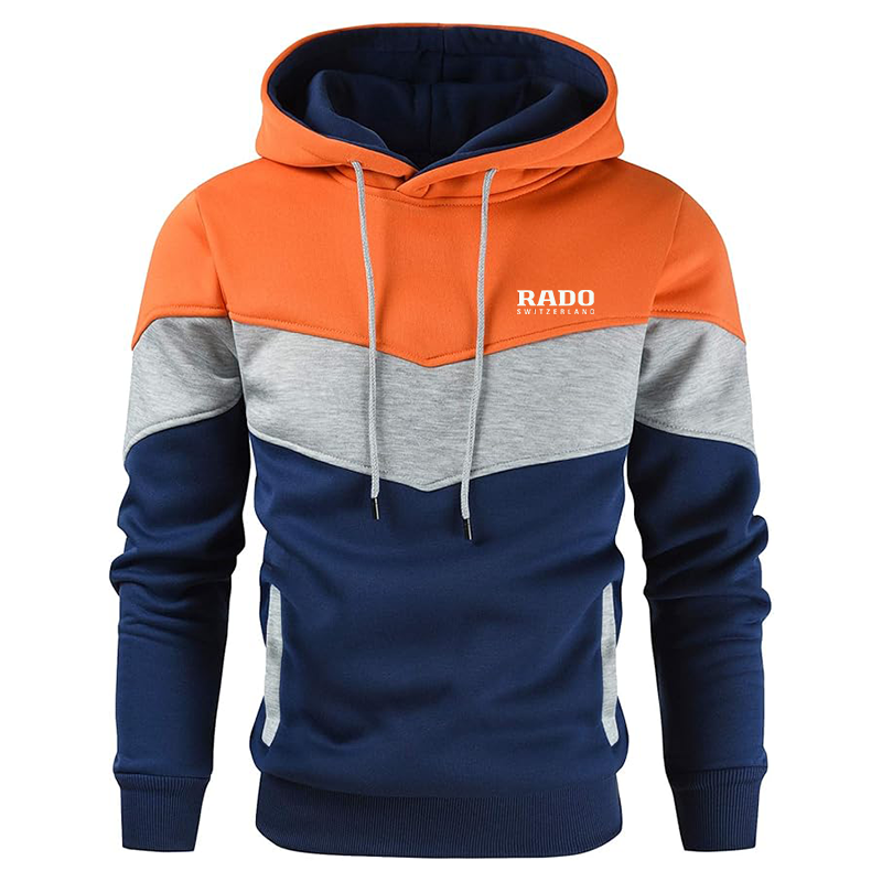Men's Rado Gesean Novelty Color Block Pullover Fleece Hoodie Long Sleeve Casual Sweatshirt with Pocket