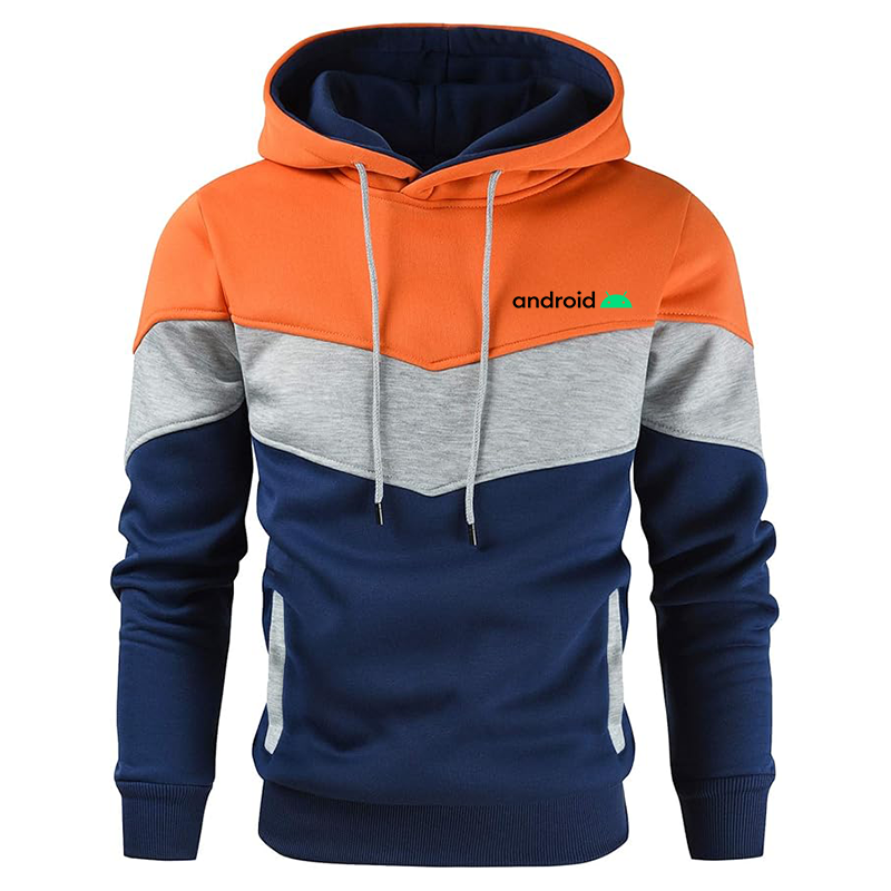 Men's Android Gesean Novelty Color Block Pullover Fleece Hoodie Long Sleeve Casual Sweatshirt with Pocket