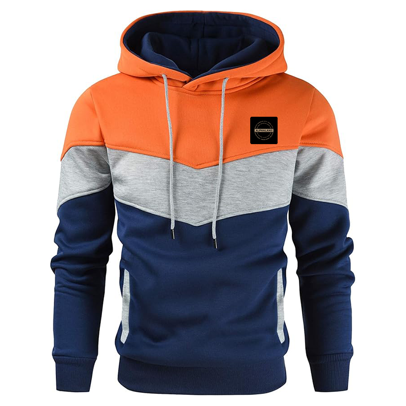 Men's Alphaland Gesean Novelty Color Block Pullover Fleece Hoodie Long Sleeve Casual Sweatshirt with Pocket