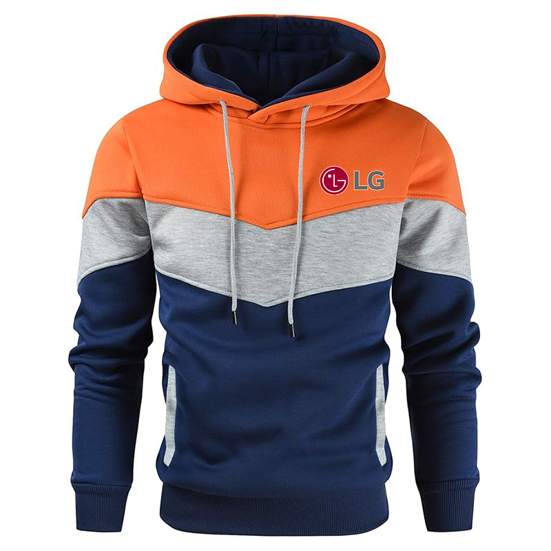 Men's LG Gesean Novelty Color Block Pullover Fleece Hoodie Long Sleeve Casual Sweatshirt with Pocket