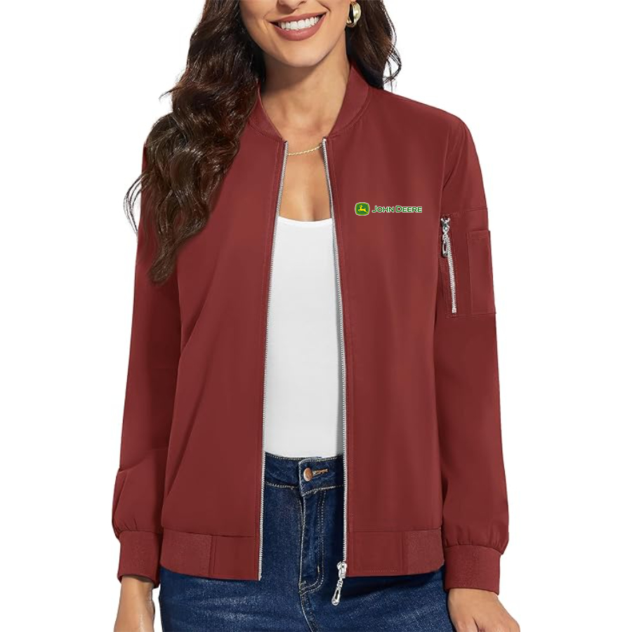 Women's John Deere Premium Bomber Jacket with Polished Detailing and Functional Sleeve Pocket Modern Luxury Outerwear