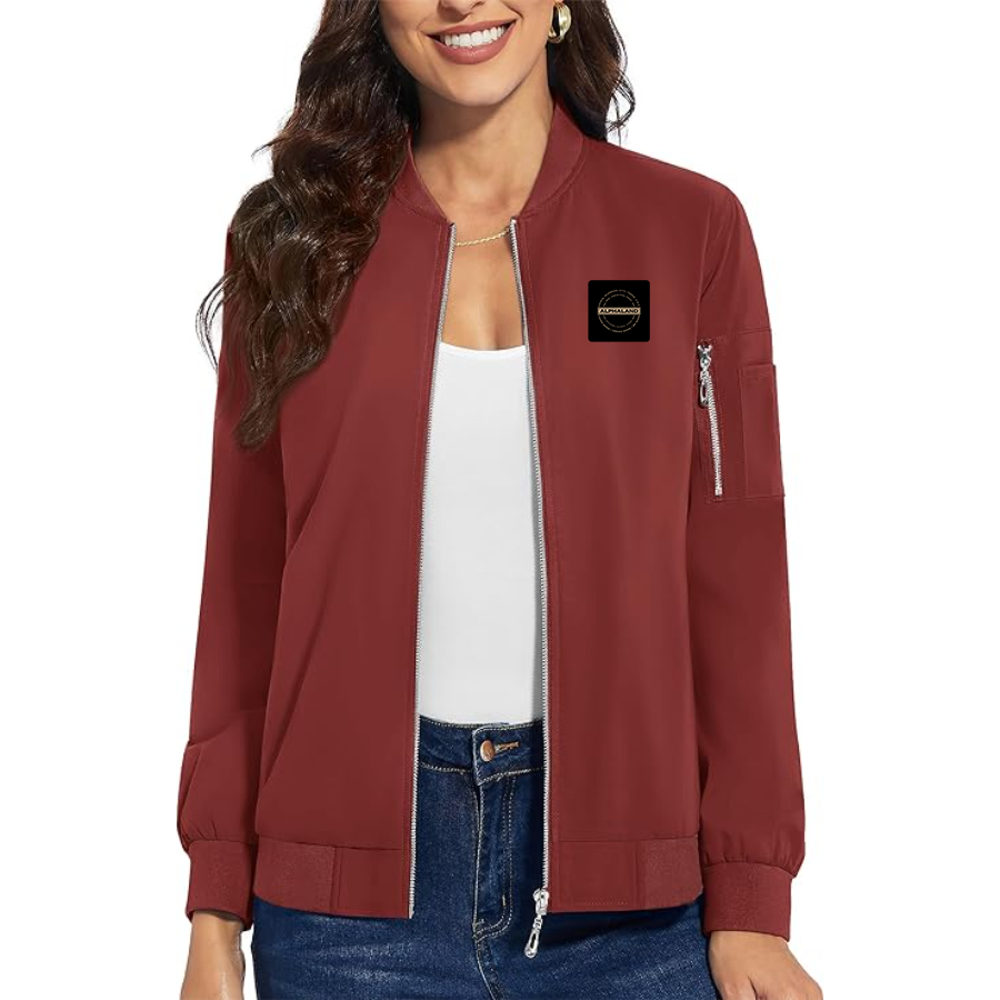 Women's Alphaland Premium Bomber Jacket with Polished Detailing and Functional Sleeve Pocket Modern Luxury Outerwear