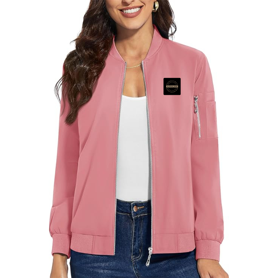 Women's Alphaland Premium Bomber Jacket with Polished Detailing and Functional Sleeve Pocket Modern Luxury Outerwear