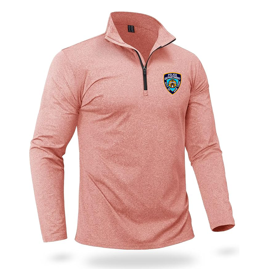 Men's NYPD Quarter Zip Pullover Premium Fleece Lined Heather Long Sleeve Golf Shirts Midweight 1/4 Half Zip Sweatshirts