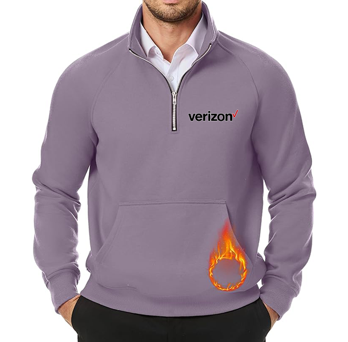 Men's Verizon JMIERR Quarter Zip Pullover Heavy Sweatshirts Warm Fleece Sweatshirt Polo