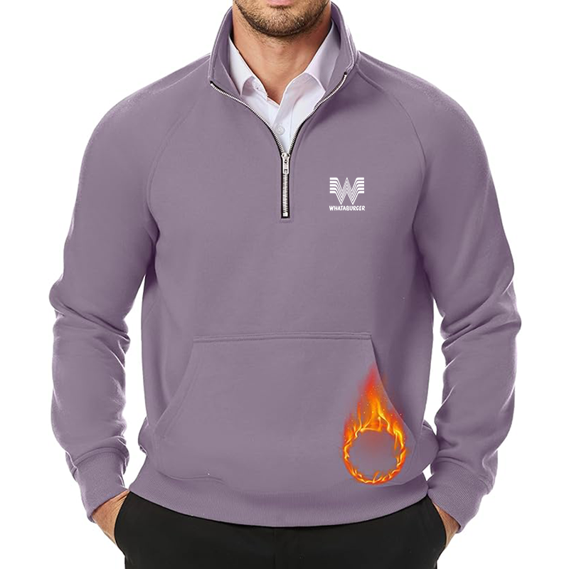 Men's What A Burger JMIERR Quarter Zip Pullover Heavy Sweatshirts Warm Fleece Sweatshirt Polo