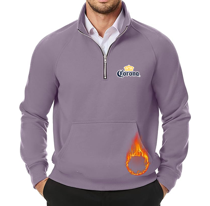 Men's Corona JMIERR Quarter Zip Pullover Heavy Sweatshirts Warm Fleece Sweatshirt Polo