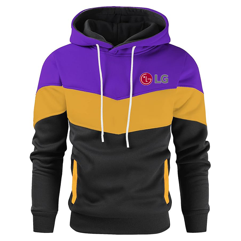 Men's LG Gesean Novelty Color Block Pullover Fleece Hoodie Long Sleeve Casual Sweatshirt with Pocket