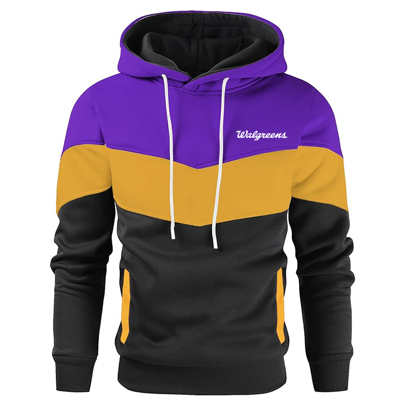 Men's Walgreens Gesean Novelty Color Block Pullover Fleece Hoodie Long Sleeve Casual Sweatshirt with Pocket