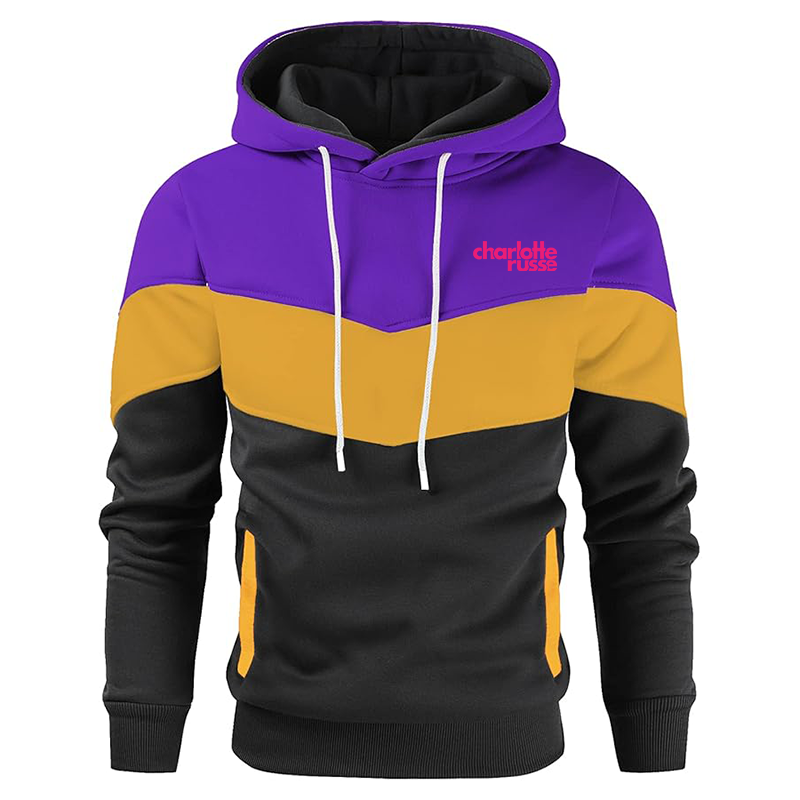 Men's Charlotte Russe Gesean Novelty Color Block Pullover Fleece Hoodie Long Sleeve Casual Sweatshirt with Pocket