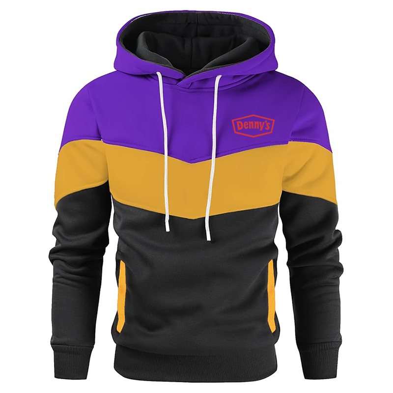 Men's Dennys Gesean Novelty Color Block Pullover Fleece Hoodie Long Sleeve Casual Sweatshirt with Pocket