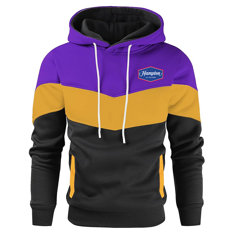 Men's Hampton Gesean Novelty Color Block Pullover Fleece Hoodie Long Sleeve Casual Sweatshirt with Pocket