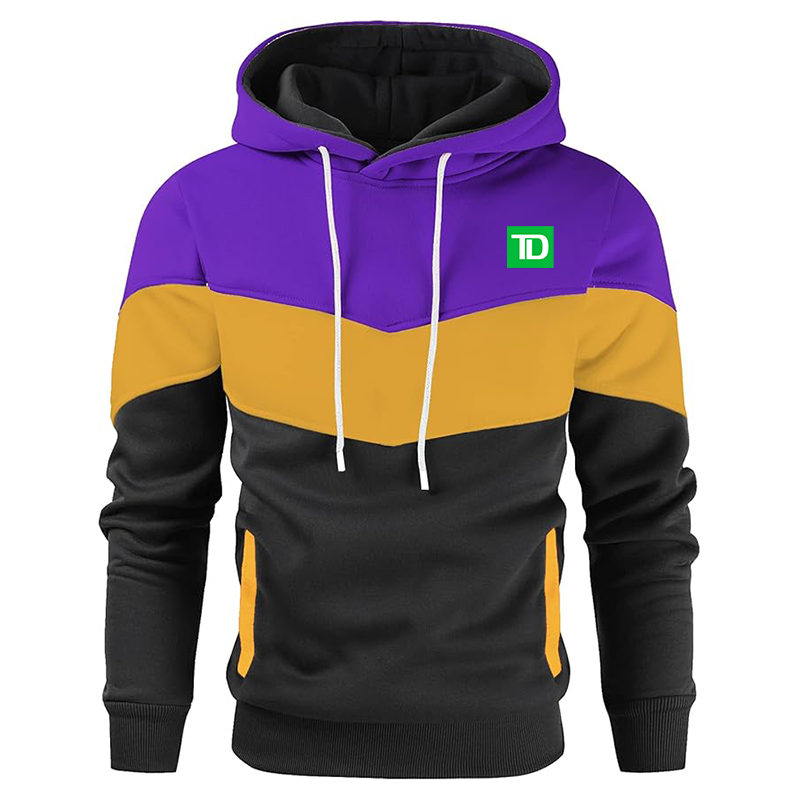 Men's TD Bank Gesean Novelty Color Block Pullover Fleece Hoodie Long Sleeve Casual Sweatshirt with Pocket