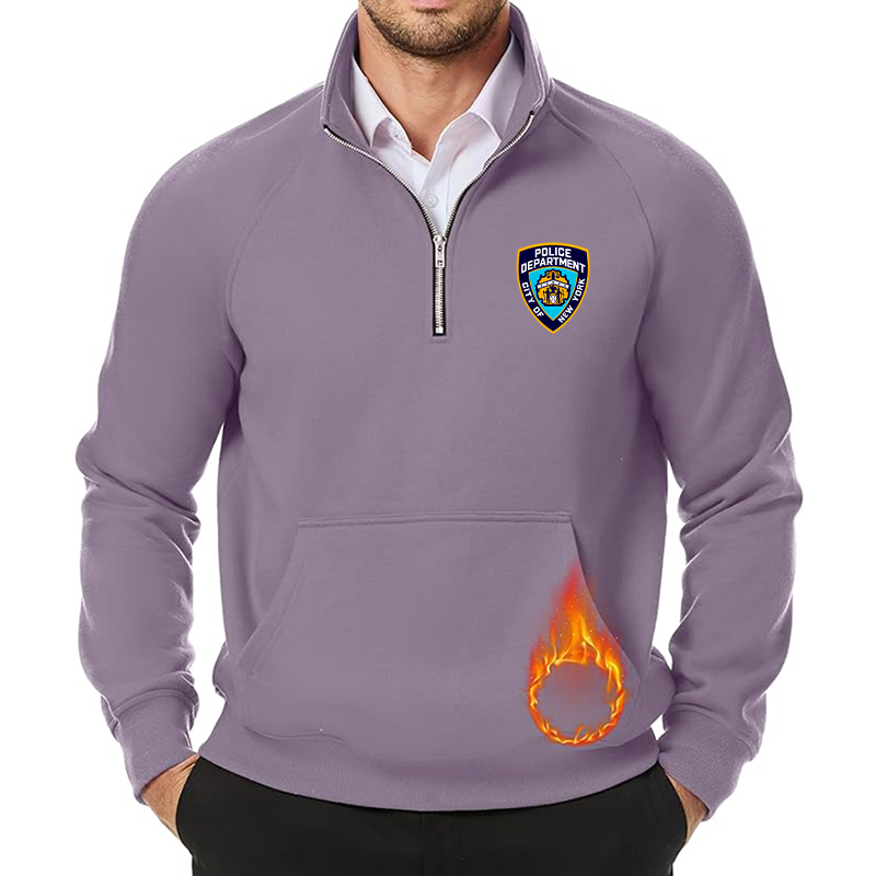 Men's NYPD JMIERR Quarter Zip Pullover Heavy Sweatshirts Warm Fleece Sweatshirt Polo