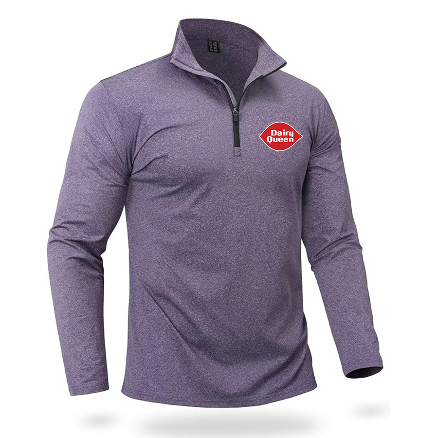 Men's Dairy Queen Quarter Zip Pullover Premium Fleece Lined Heather Long Sleeve Golf Shirts Midweight 1/4 Half Zip Sweatshirts