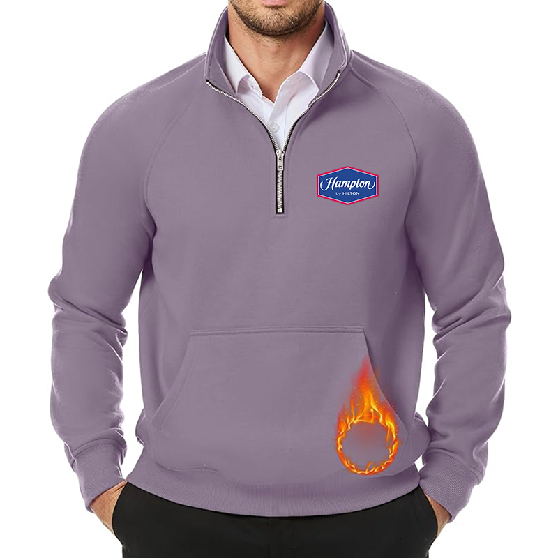 Men's Hampton JMIERR Quarter Zip Pullover Heavy Sweatshirts Warm Fleece Sweatshirt Polo