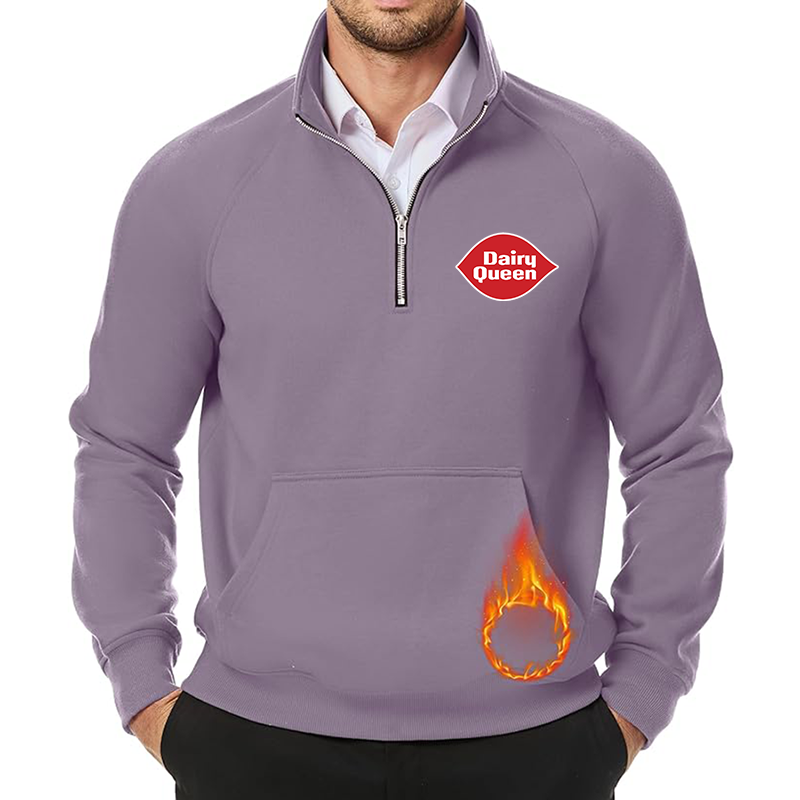 Men's Dairy Queen JMIERR Quarter Zip Pullover Heavy Sweatshirts Warm Fleece Sweatshirt Polo