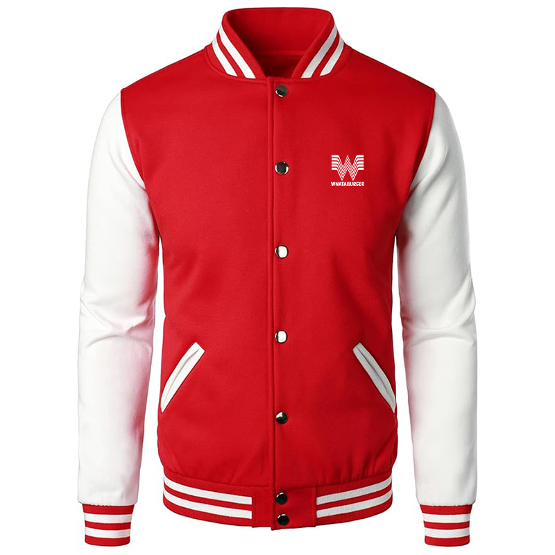 Men's What A Burger Varsity Baseball Jacket Cotton Blend Letterman Jackets