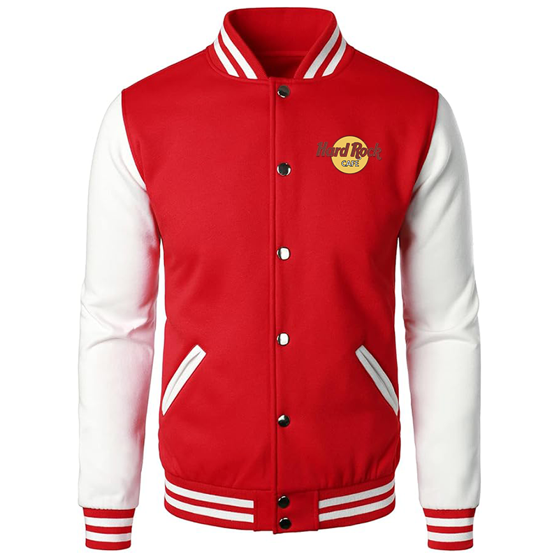 Men's Hard Rock Cafe Varsity Baseball Jacket Cotton Blend Letterman Jackets