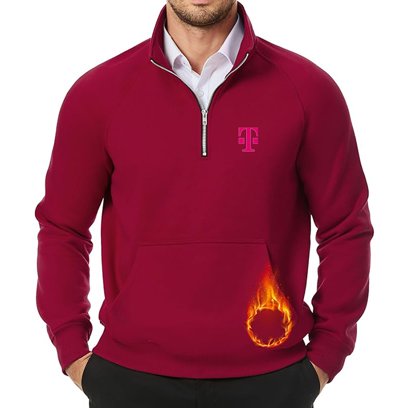 Men's T-Mobile JMIERR Quarter Zip Pullover Heavy Sweatshirts Warm Fleece Sweatshirt Polo