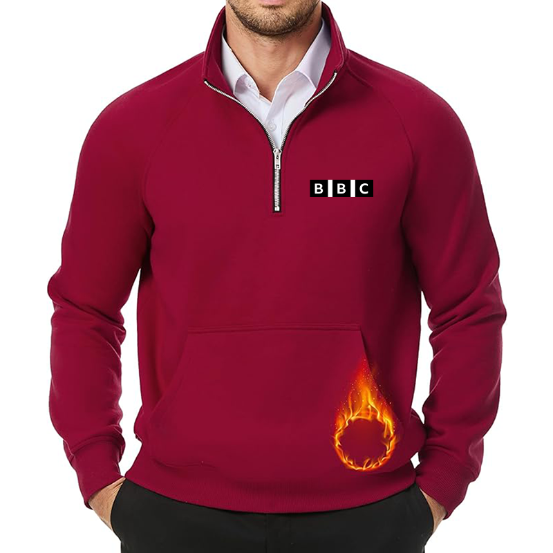 Men's BBC JMIERR Quarter Zip Pullover Heavy Sweatshirts Warm Fleece Sweatshirt Polo