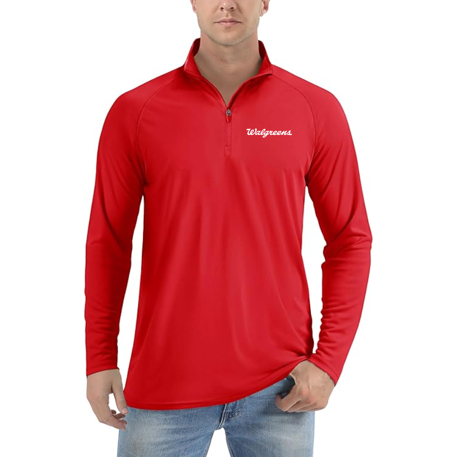 Men's Walgreens Lightweight Quarter-Zip Athletic Shirt Long Sleeve Performance Wear