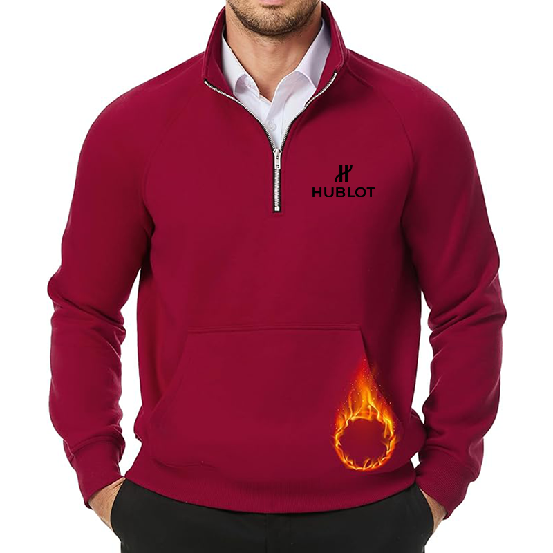 Men's Hublot JMIERR Quarter Zip Pullover Heavy Sweatshirts Warm Fleece Sweatshirt Polo
