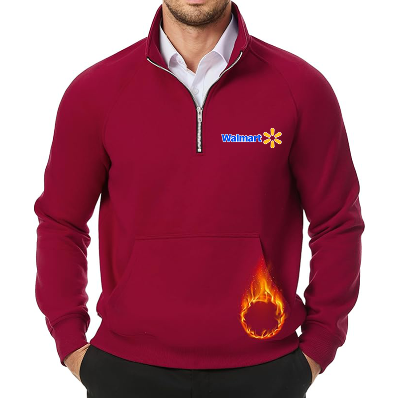 Men's Walmart JMIERR Quarter Zip Pullover Heavy Sweatshirts Warm Fleece Sweatshirt Polo