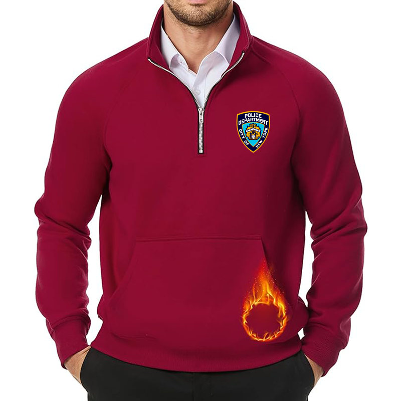 Men's NYPD JMIERR Quarter Zip Pullover Heavy Sweatshirts Warm Fleece Sweatshirt Polo