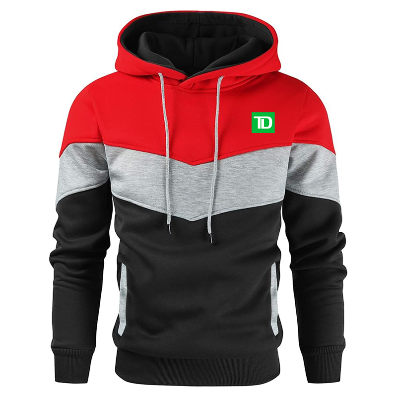 Men's TD Bank Gesean Novelty Color Block Pullover Fleece Hoodie Long Sleeve Casual Sweatshirt with Pocket