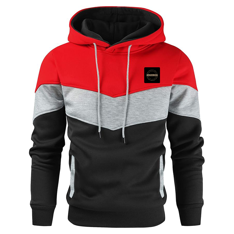Men's Alphaland Gesean Novelty Color Block Pullover Fleece Hoodie Long Sleeve Casual Sweatshirt with Pocket