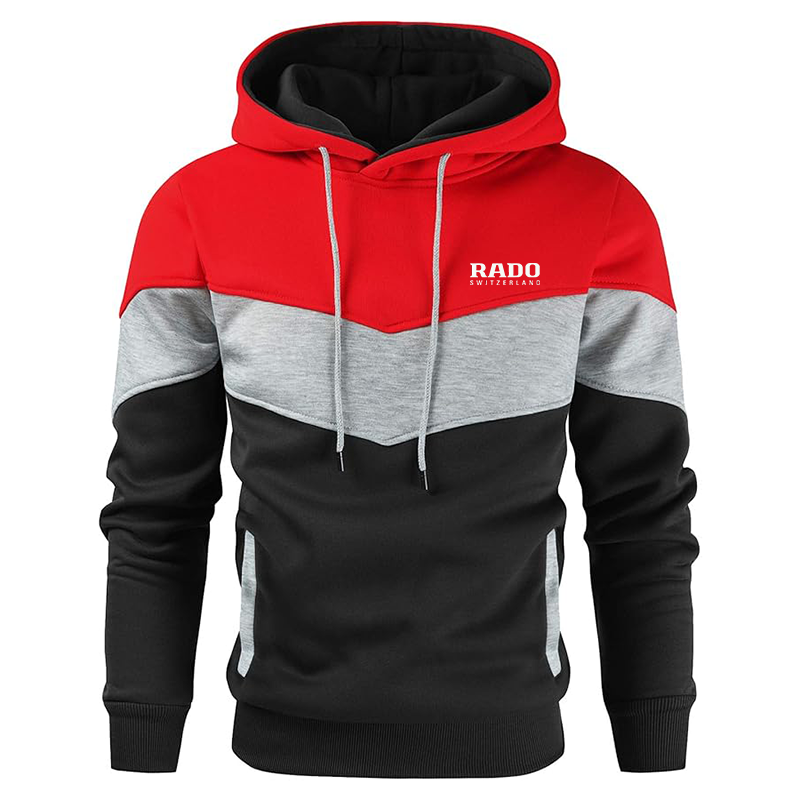 Men's Rado Gesean Novelty Color Block Pullover Fleece Hoodie Long Sleeve Casual Sweatshirt with Pocket