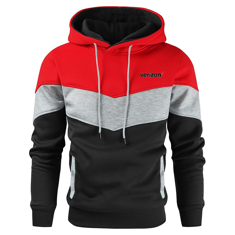 Men's Verizon Gesean Novelty Color Block Pullover Fleece Hoodie Long Sleeve Casual Sweatshirt with Pocket
