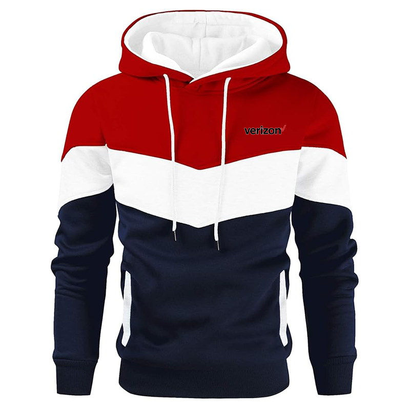 Men's Verizon Gesean Novelty Color Block Pullover Fleece Hoodie Long Sleeve Casual Sweatshirt with Pocket